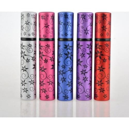 8ML Mini Portable Flower Printing Aluminum Refillable Perfume Spray Bottle With Atomizer & Empty Parfum Container LX1291