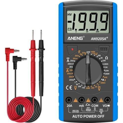 AN9205A+ LCD Digital Multimeter Voltmeter Ammeter Resistance Tester Anti-burn