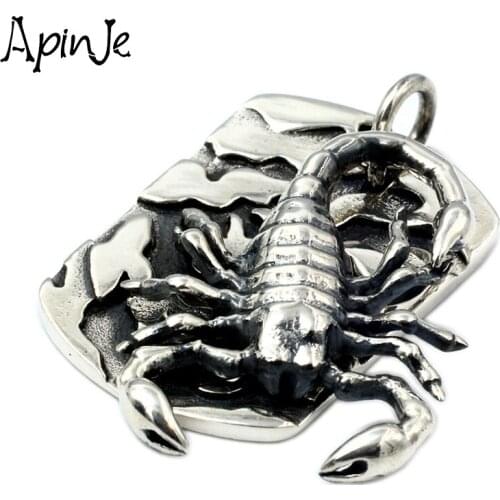 Apinje Manual Animal Necklace Pendant Real Vintage 925 Sterling Silver Pendant Men Scorpion Punk Gothic Rock Man Gift