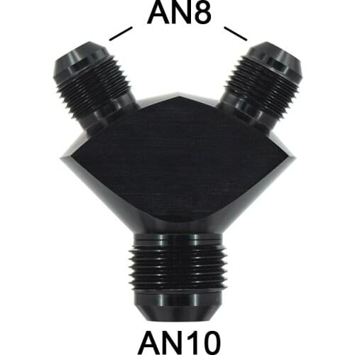 Car fuel line Aluminum AN10-AN8 Y Block Adapter Fittings Adaptor Black Y Type Oil Pipe Joint