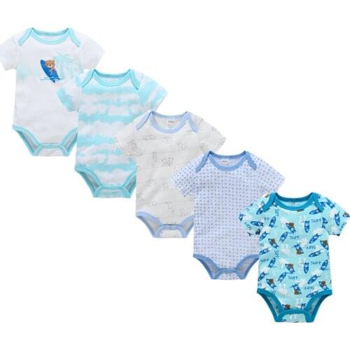 Unisex 3 5 Pcs/lot Baby Bodysuit ropa bebe Short Sleeve Summer Soft Cotton Clothes 0-3m Newborn Toddler Overalls