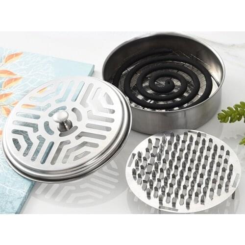 Household stainless steel tray shelves mosquito coil case covered the ash tray fire incense mosquito coils creative anti-scald