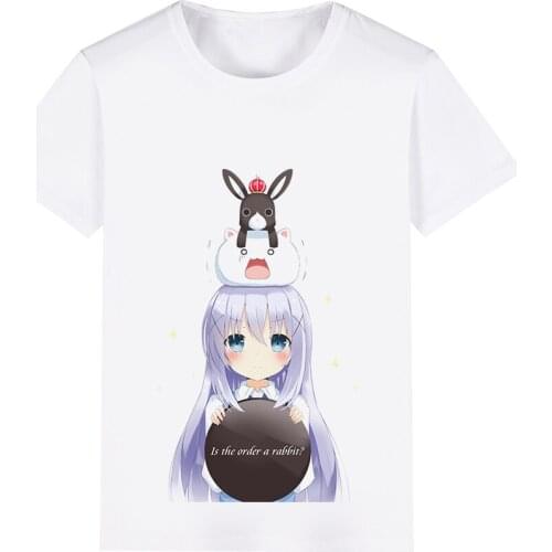 Is the Order a Rabbit? Cocoa Hoto Chino Kafu Rize Tedeza Cosplay Costume Adult Kids Child Short Sleeve T-shirt T shirt