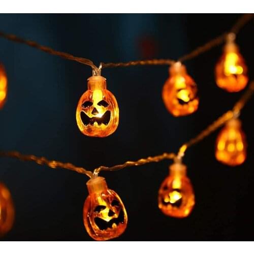 Pumpkin Halloween String Lights1.5M 10 LED Battery Operated Orange Halloween LightsJack-O-Lantern Pumpkin Lights for Halloween