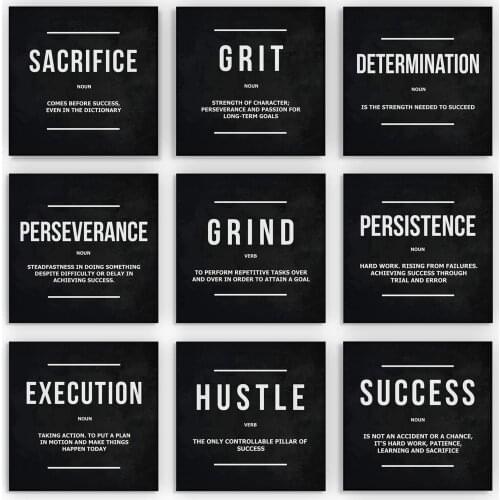Grind Hustle Success Motivational Posters and Prints Office Decor Modern Art Entrepreneur Motivation Canvas Painting Pictures