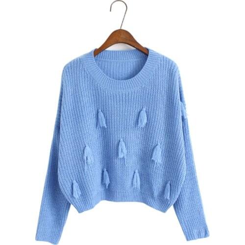 Korean Version Pullover 2021 Autumn Winter New Sweater Women Short Candy Color Jumper Fringed Sweaters Clothing Vestidos MMY302