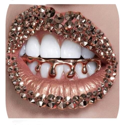 Teeth Grillz Custom Fit Gold Color Plated Hip Hop Drip Grillz Caps Lower Bottom Tooth Grill