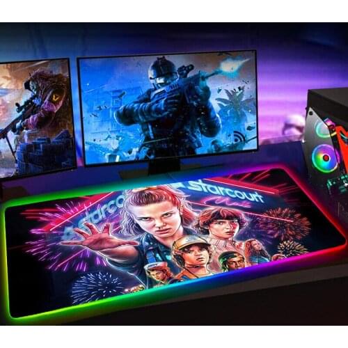Rgb Stranger Things TV XXL Mousepad Large Kawaii Computer Gaming Accessiores Mouse Pad 60X30 Mause Pad LED Backlit Mat Mausepad