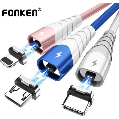 FONKEN Magnetic Cable For Xiaomi Redmi Note 10 9 USB Type C Cable Magnetic Charger Micro USB Phone Cable Magnet Cable For Iphone