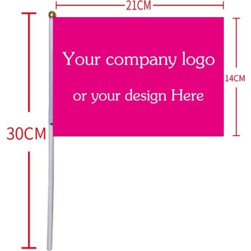 Design Your Hand Waving Fags 14x21cm With Plastic Flagpoles For Activity Parade Sports Home Decoration,Free Shipping