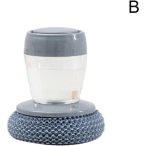 Multifunctional Pressing Cleaning Brush Built-in Liquid Storage Tank Kitchen Dishwashing Pot Brush Kitchen Cleaning Tool