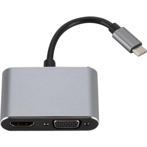 Type C To VGA HDMI Multiport Adapter Supports 4K HUB 1080P Converter For Laptop Office Conference Home