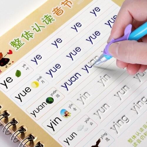Reusable Children Copybook learn chinese Book Calligraphy pinyin lettered English painting Math Practice Books For kids Numbers