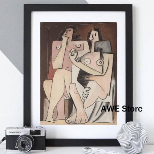 Man And Woman By Picasso Wall Art Canvas Poster and Print Canvas Painting Oil Decorative Picture Living Room Home Decor No Frame