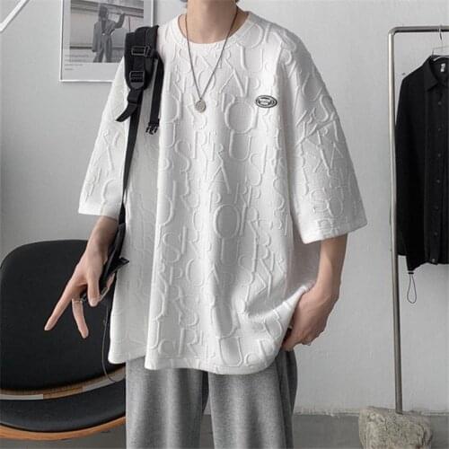 2021 Men Clothing Kpop Korean Style Oversized T-Shirt Streetwear Hip Hop T Shirts Ulzzang Lmprint Short Sleeves Couple Clothes