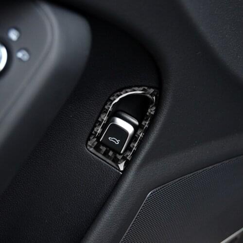 Genuine Carbon Fiber Car Rear Trunk Switch Button Frame Cover Stickers For 2010-2018 Audi Q5 2009-2016 A4L A5 B8