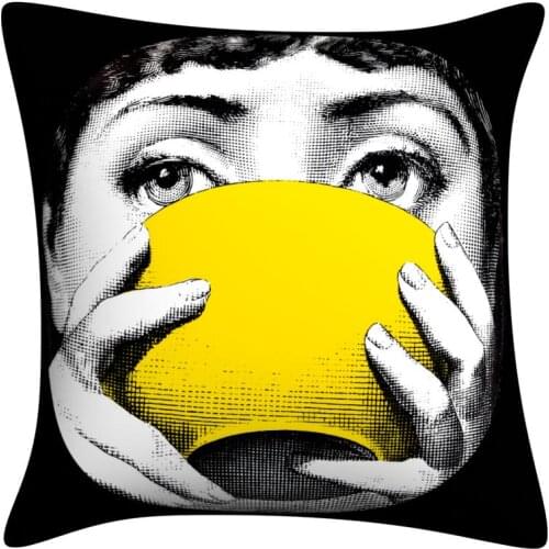 Girl Face Cushion Cover Polyester Pillow Cover Cotton Linen Pillow Case Home Decor Living Room Throw Pillow Cover Decorative