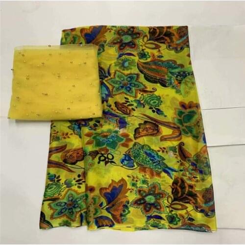 New Arrival Hot Selling Fashion Printed Silk Chiffon Fabric 5 Yards And 2 Yards Of Tulle Chiffon Fabric! LXF535