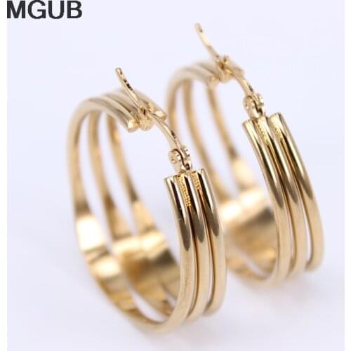 New design Stainless Steel Hoop Earrings For Women Gold Color Rock Punk Round Circle Hoop Earring Party Gift LH767