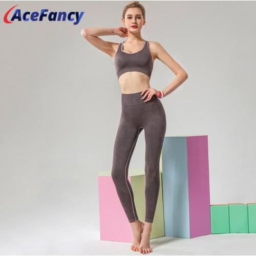 Plain Seamless Yoga Set Women Sport Bra Push Up Elastic Yoga Pants Sport Outfit For Woman Yoga Set Fitness Clothing T8823