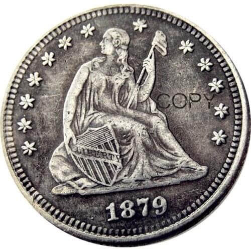 USA 1879 Seated Liberty Quarter Dollars Silver Plated 25 Cents Copy Coin
