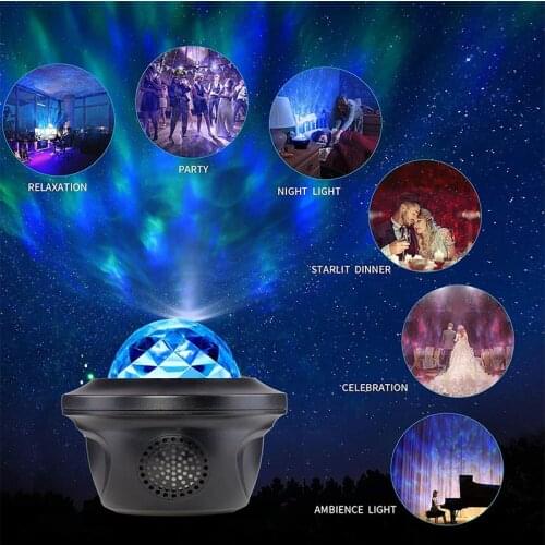 Colorful Starry Sky Galaxy Projector Bluetooth Ocean Wave Star Sky Projector LED Night Light Projection Lamp Music Player Gift