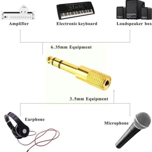 3.5mm Socket to 6.5mm Jack Plug Audio Stereo Adaptor Quality Gold Headphone 6.5mm 1/4 inch Adapter Microfoon O0L8