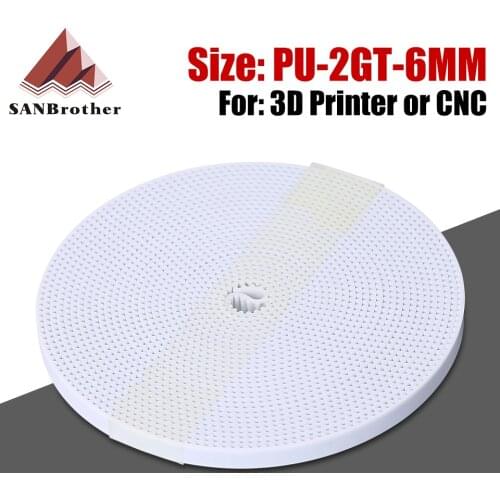 PU with Steel Core GT2 Belt 2GT Timing Belt 6mm Width 2M 3M 5M a Pack for 3D Printer
