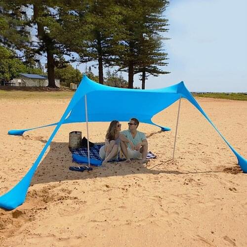 Family Beach Sunshade Lightweight Sun Shade Tent With Sandbag Anchors UPF50+ UV Large Portable Canopy Camping Waterproof Tent