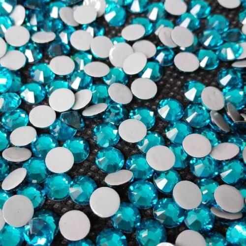 Strong Gule 4mm ss16 Peacock Blue Austrian hot-fix Stones Phone Decoration;evening dress of hot fix rhinestones wholesale
