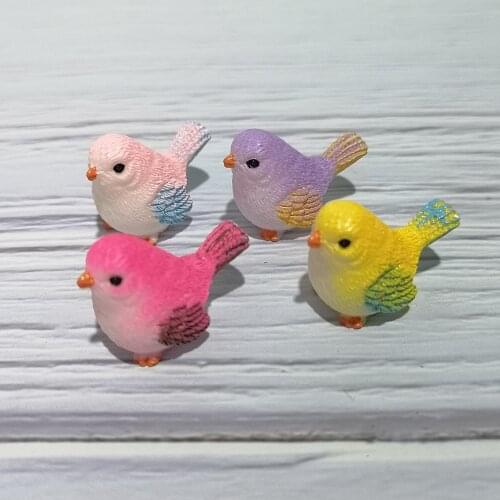 4 Pcs/set Resin Home Ornament Cute Little Birds Animal Model Figurine Glass Decor Miniature Craft Garden DIY Accessories
