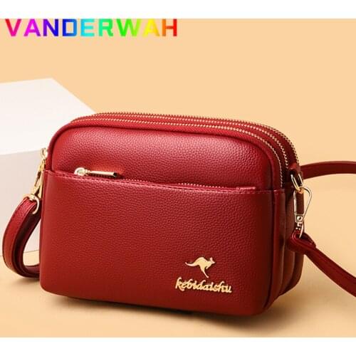3 Layers Female Bag 2021 Women PU Leather Shoulder Crossbody Sac Luxury Designer Purses Lady Multifunctional Messenger Bag Purse