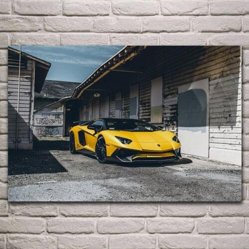 Cool Yellow Supercar Sport Car awesome vehicle artwork Living room home wall art decor wood frame fabric posters KH313