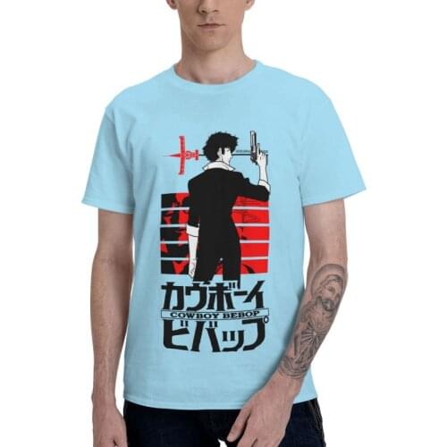 Japanese Manga Cowboy Bebop T-Shirts Men Fashion T Shirt Short Sleeve Anime Manga Spike Spiegel Tshirt Cotton Tee Top Clothes