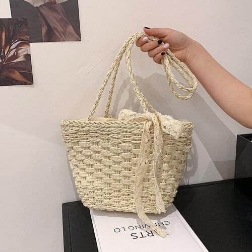 Summer straw bag bag women 2021 new high-capacity woven bag ins net red vacation summer shoulder bucket bag