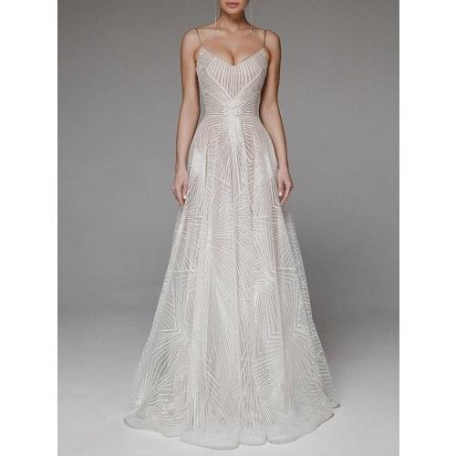 Women White Spaghetti Strap Sweetheart Low Back Lace Sleeveless Bridesmaid Dresses