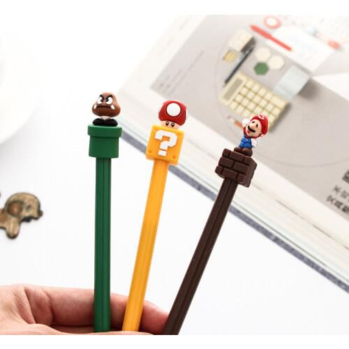 0.5mm Cute Novelty 3D Super Mario Gel Ink Pen Kawaii Signature Pen Escolar Papelaria School Office Supplies Students