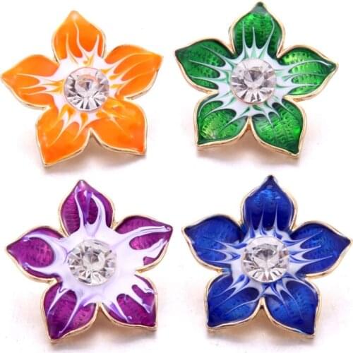 10PCS High Quality 18mm Snap Button Jewelry Flower Rhinestone Crystal Snap Buttons Fit Snap Bracelet for Women Snaps Jewelry