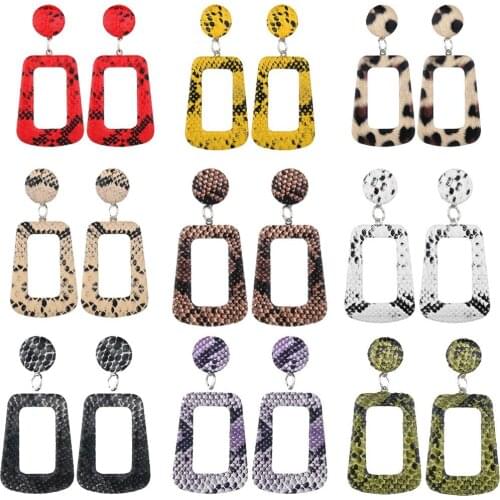 2019 Women Leather Tortoise Geometric Drop Earrings Print Jewelry Leopard Knit Women Snake Leather Earrings Jewelry Gifts