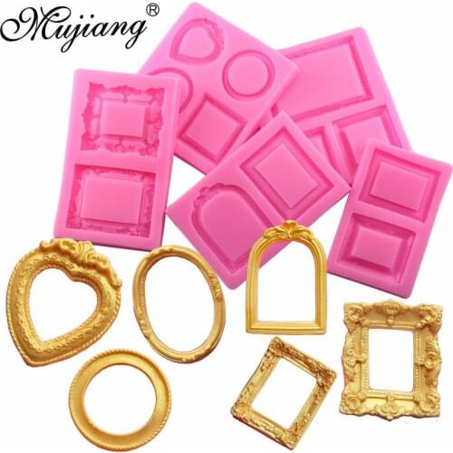 Mujiang 5 Style Frame Cake Silicone Mold Cake Border Fondant Cake Decorating Tools Candy Clay Chocolate Gumpaste Molds
