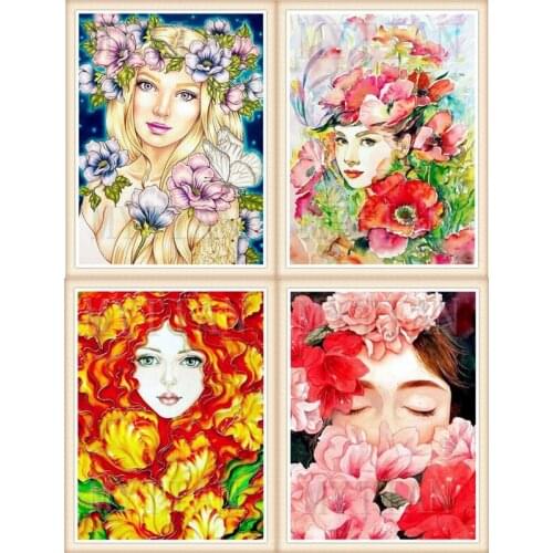 New arrived 5D DIY Diamond Painting Girl Cross Stitch Full square/round Diamond Embroidery Flower Diamond Mosaic Needlework