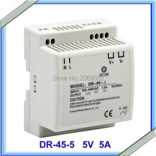 Din rail power supply 45w 5V power suply 5v 45w ac dc converter dr-45-5 good quality
