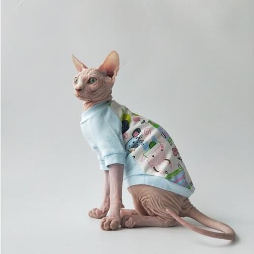 Sphinx hairless cat Devon cat animal print cotton T-shirt pet clothes