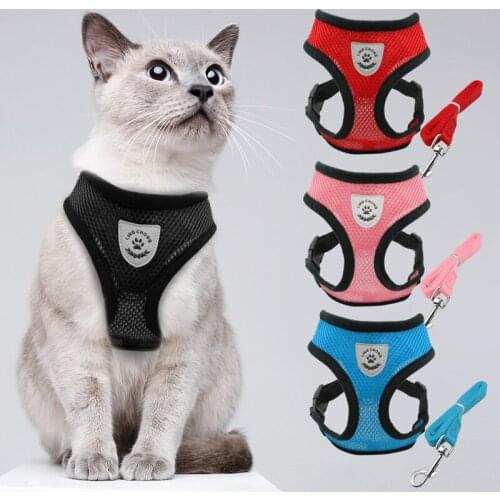 Breathable Mesh Small Dog Pet Harness and Leash Set Puppy Cat Vest Harness Collar For Chihuahua Pug Bulldog Cat arnes perro