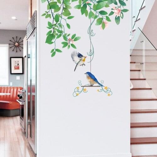 Creative Vine Birdcage Wall Stickers Bedroom Living Room Sofa TV Background Wall Decor Plants Vinyl Decals Aesthetic Home Decor