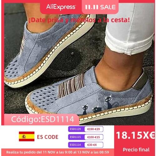 MCCKLE 2021 New Sneakers Women Cute Print Flat Vulcanized Shoes Slip On Hollow Out Canvas Casual Comfort Female Shoes Plus Size