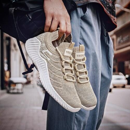 Men Casual Shoes Sneakers Summer Flying Fabric Lac-up Lightweight Comfortable Breathable Walking Plus Size 2021 New Mesh Men