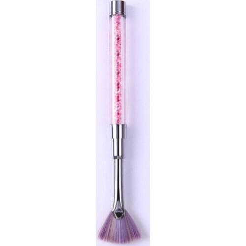 Nail Cleaning Acrylic Brush Gradient Pink Rhinestone Handle Dust Glitter Powder Remover Manicure Nail Art Tools Accessories