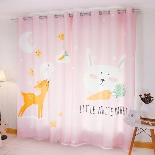 Custom Made 2x Window Drapery Curtain Nursery Kids Children Room Window Dressing Tulle 200cm x 260cm Rabbit Carrot Deer Pink