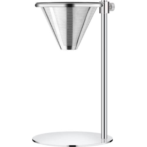 Adjustable Stainless Steel Pour Over Coffee Maker Station Stand with Double Filter Freestanding Drip Cone Brewer